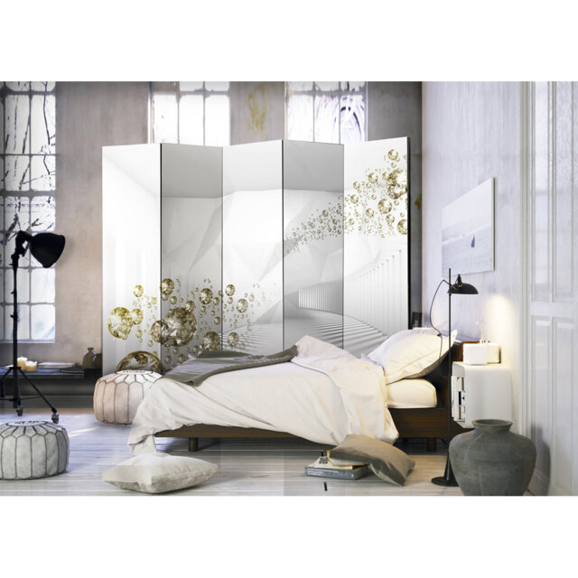225cm W x 172cm H 5 - Panel Wood Folding Room Divider