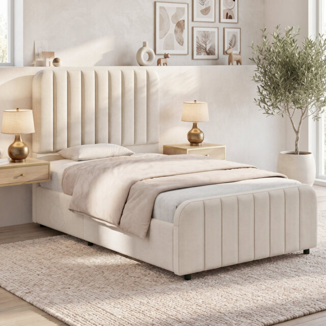 Linen Upholstered Storage Bed 3FT Single Hydraulic Ottoman Bed Frame