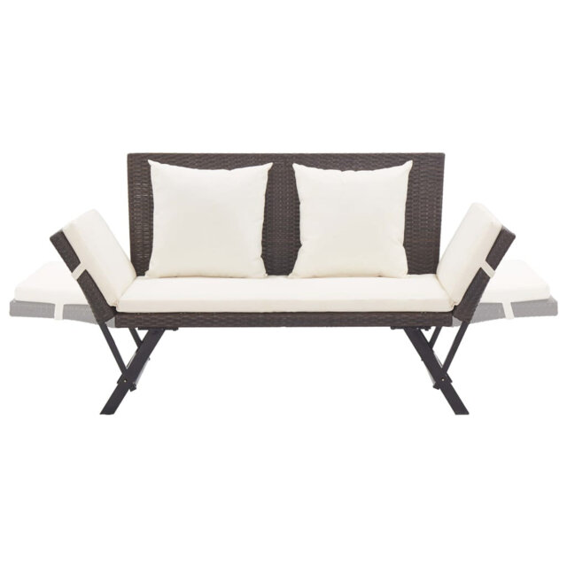 Garden Bench with Cushions 176 cm Poly Rattan Dining Seat