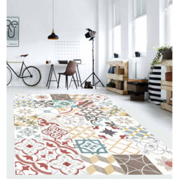 Vinyl Floor Mat for Home, hydraulic style, non-slip PVC,  vintage tiles 4   66x250 cm