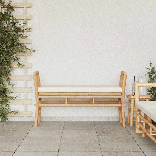 Garden Bench With Cushion 110 X 38 X 65Cm Bamboo