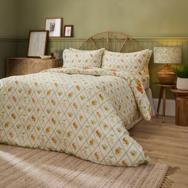 Peach Harvest Cotton Floral Duvet Cover Set with Pillowcases Included