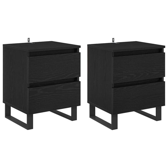 Bedside Cabinet 2 Pcs Black Oak 40 X 35 X 50 Cm Engineered Wood