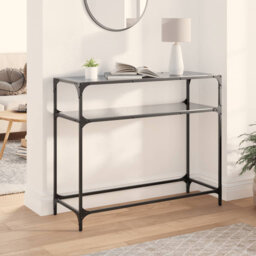 Console Table With Glass Top Steel