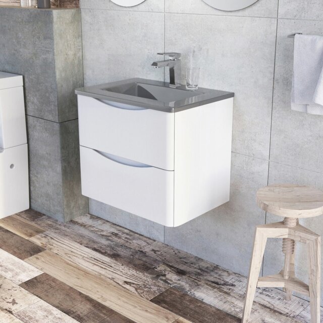 Stanhope 600mm Single Bathroom Vanity with Integrated Glass Basin