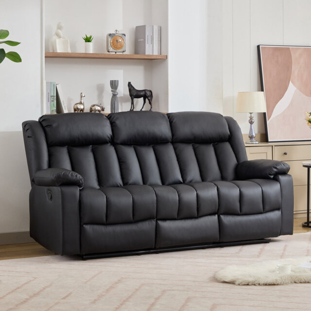 Kyleigh 206Cm Polyester Blend Padded Reclining Sofa