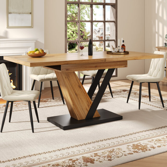 Extendable Metal Base Dining Table