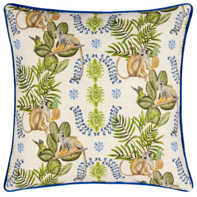Valera Lagos Monkey Floral Square Cushion Cover
