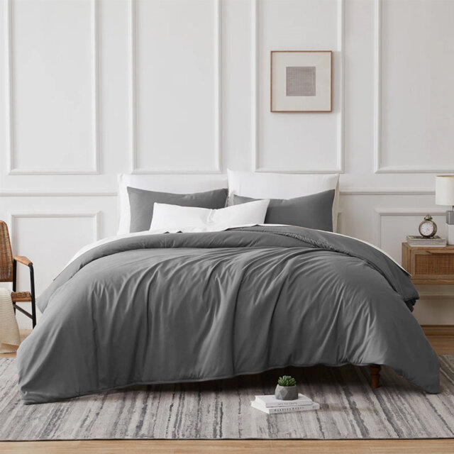 Microfibre 200 TC Plain Reversible Plain Weave Modern & Contemporary Duvet Cover Set