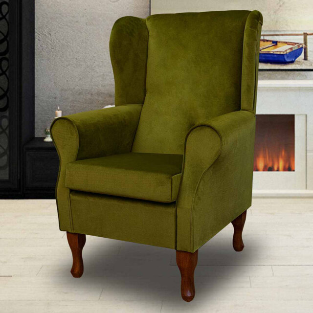 Green Velvet Wingback Armchair