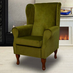 Green Velvet Wingback Armchair