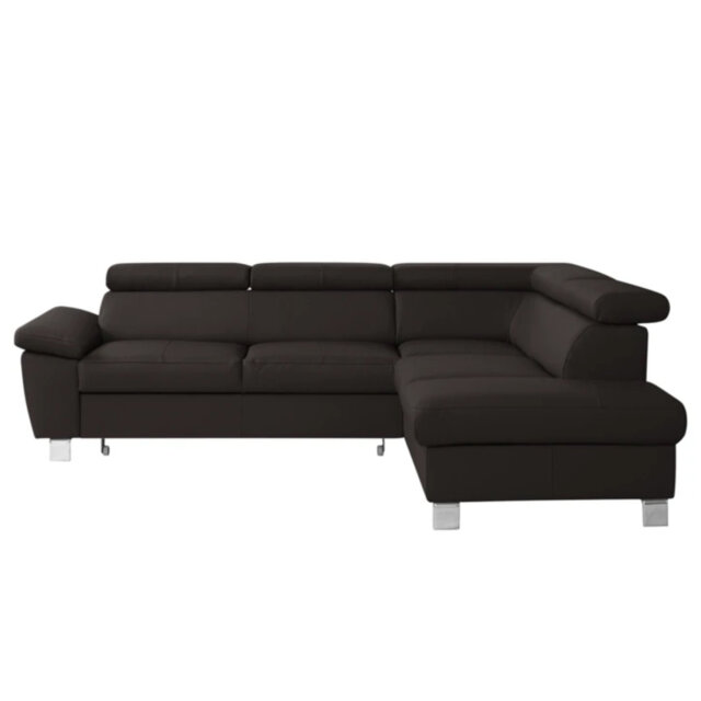 Alfreddie Leather Corner Sofa with Sleeping Function and Storage