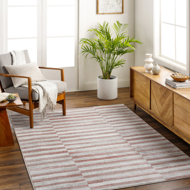 Scandi Modern Boho Coral Area Rug