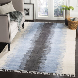 Dunagan Flat Weave Cotton Blue/Beige Rug
