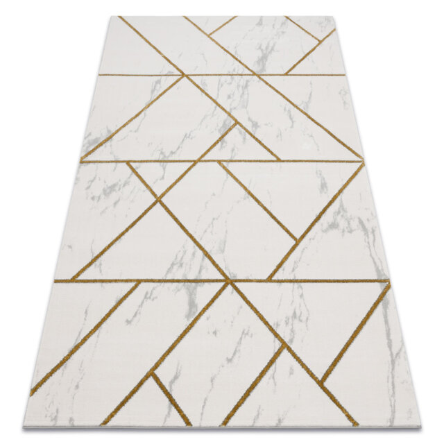 Exclusive rug, glamorous, stylish, geometric, marble cream / gold