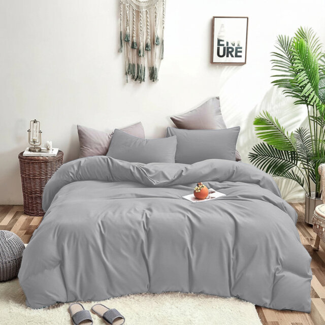 Plain Dyed Microfiber Duvet Cover Set with Pillowcases (3-Piece)
