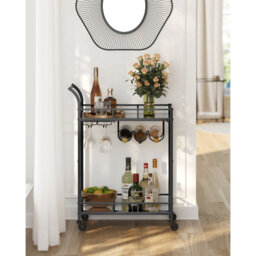 Aarnav 2 Mirrored Glass Shelves Serving Cart
