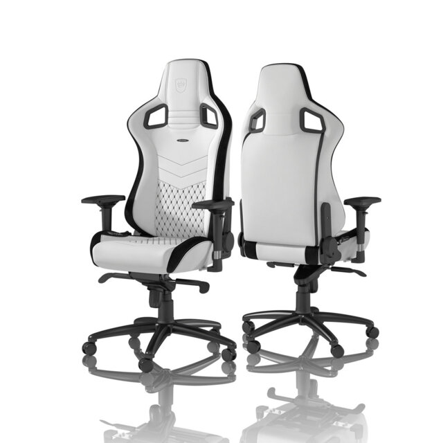 Noblechairs Adjustable Reclining Ergonomic Faux Leather Swiveling PC & Racing Game Chair in White/Black