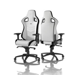 Noblechairs Adjustable Reclining Ergonomic Faux Leather Swiveling PC & Racing Game Chair in White/Black