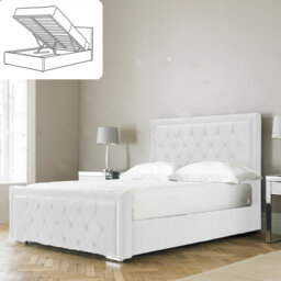 Aura Averian Upholstered Ottoman Storage Bed - Plush Velvet Gas Lift Bed Frame with Headboard