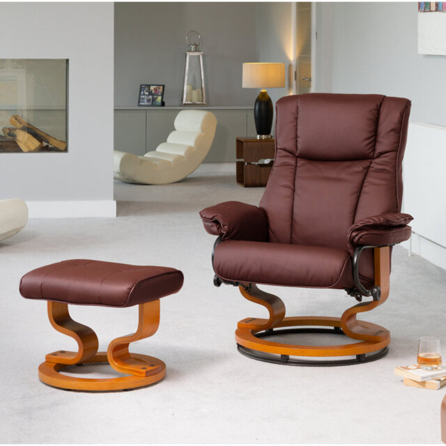 Sprenger 0cm Wide Faux Leather Swivel Ergonomic Recliner