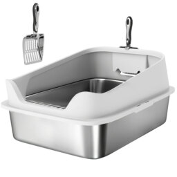 Cat Litter Box 60.2*40.2*29.7 cm Stainless Steel 1 Piece Cat Litter Box Grey Hygienic Stainless Steel