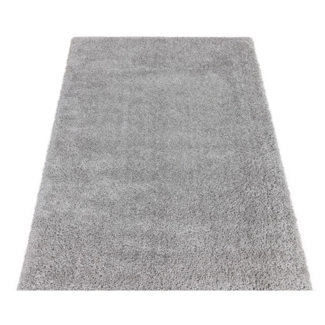 Light Grey Shaggy Plain Modern Backing Rug For Living Room Bedroom And Dining Room
