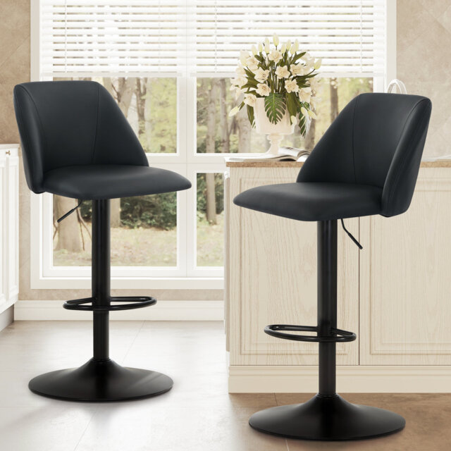 Swivel Upholstered Adjustable Height Counter Stool with Metal Frame