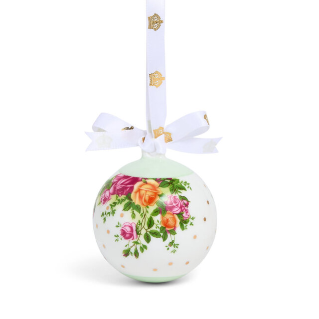 Old Country Roses Christmas Tree 7.5cm Floral Porcelain Novelty & Humour Bauble