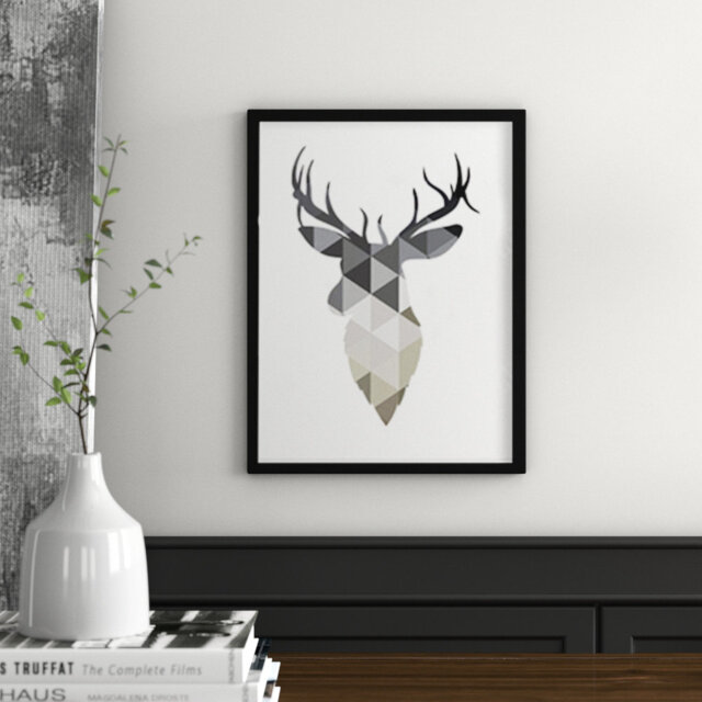 Elk Canvas Art Print with Black Photo Frame