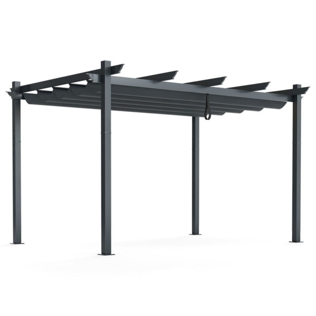 Outdoor Retractable Pergola Aluminum Grill Pavilion Canopy Shelter Grape Trellis