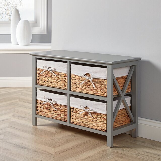 Frahm Fully Assembled 4 Wicker Drawer Wide Chest Storage Unit