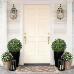 Artificial Boxwood Topiary Ball, 2 Pack Artificial Plants Outdoor, Fake Flowers Plastic Shrubs Faux Evergreen Greenery for Front Door Garden Indoor Ho
