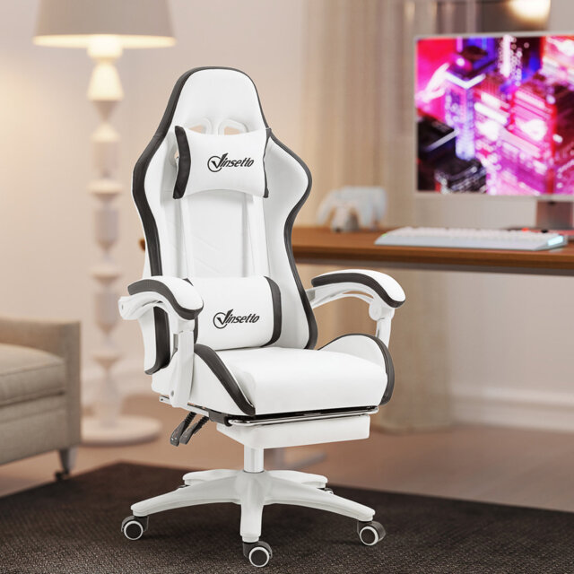 Vinsetto Gaming Chair with Reclining High Back Footrest