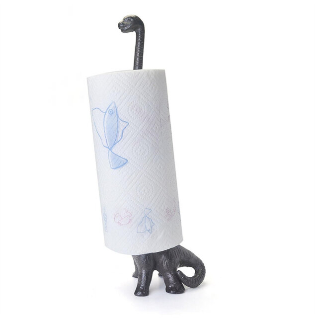 Dinosaur Paper Towel Holder - Iron Free Standing Kitchen Roll Stand For Dining Table, Farmhouse Bathroom And Toilet
