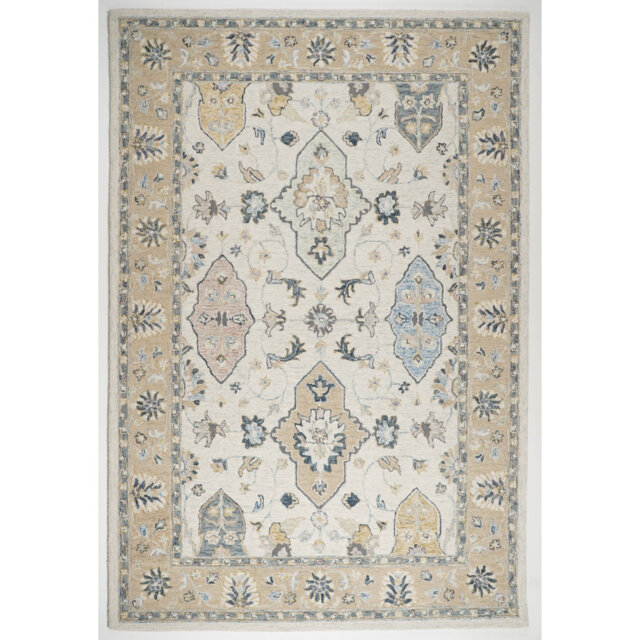 Detisha Wool Hand Tufted Indian Floral Hand Tufted Area Rug - Calming Boho Design