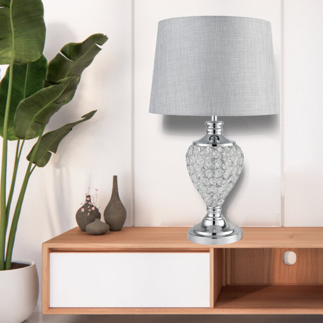 Edie 57Cm Crystal Chrome Silver Modern Table Lamp