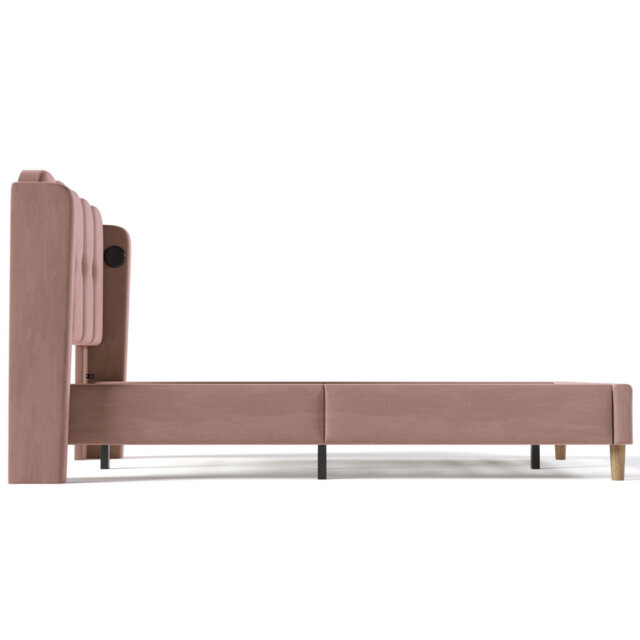 Upholstered Bed With Usb Linen