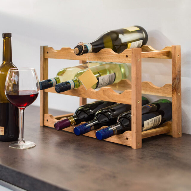 Andresen Solid Wood Floor Wine Bottle Rack in Natural