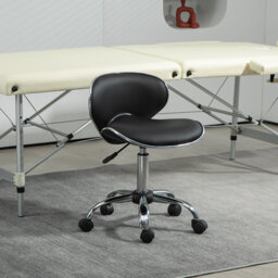 HOMCOM Office Chair Beauty Salon Rolling Technician Stool Chair Black