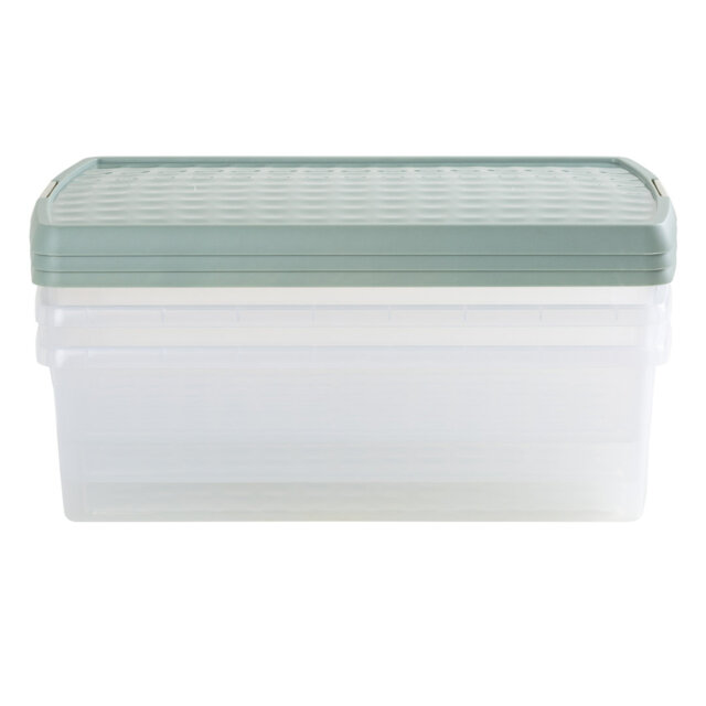 Wham Clip 30L Rectangular Plastic Storage Boxes with Secure Clip Lock Lids. L:59.5 x W:39.5 x H:17cm Clear/Stone/Slate Grey