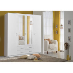 Niss 4 Door Wardrobe With Shelves And Hanging Rails Modern Bedroom Storage Solution