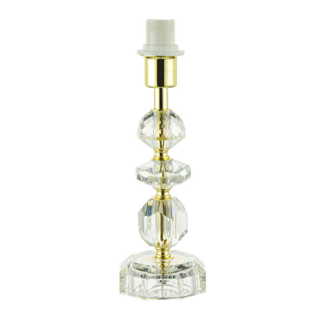 Modern Chic Clear K9 Crystal Glass Table Lamp with Gold Base with Faceted Moulds by