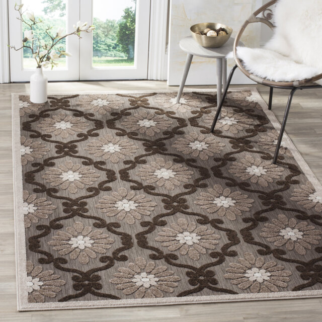 Camille Hand Tufted Light Brown/Brown Indoor/Outdoor Rug