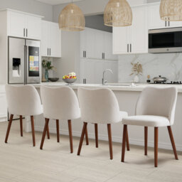 48cm Wide Modern Upholstered Dining Chair with Solid Wood Legs (Set of 4)
