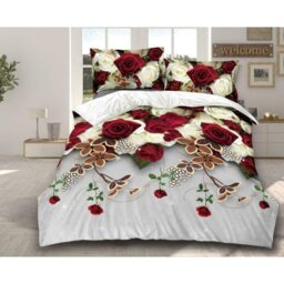 Chivers Red/Ivory/Silver 180 TC Reversible Duvet Cover Set