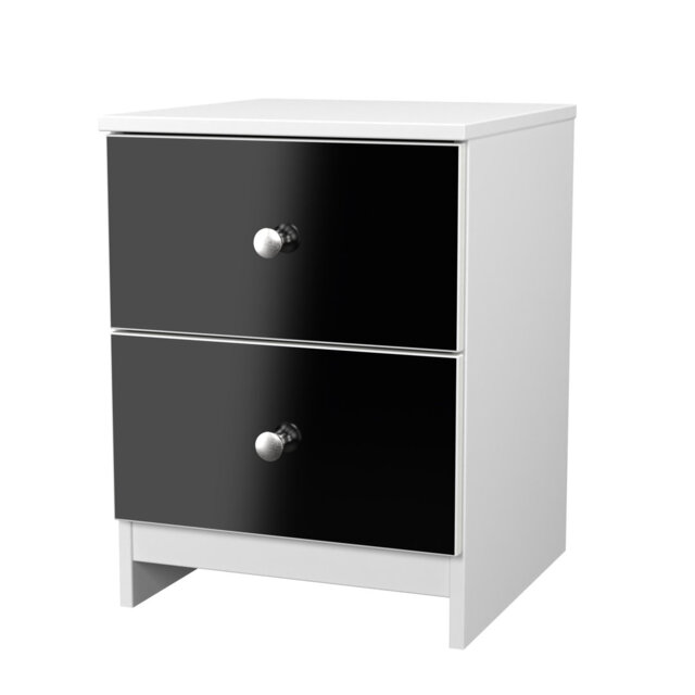 Borth 2 Drawer Bedside Cabinet in Black & White (Ready Assembled)
