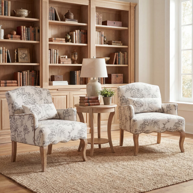 Ariew Tufted Armchair Upholstered Solid Wood Accent Chair for Living Room,Bedroom