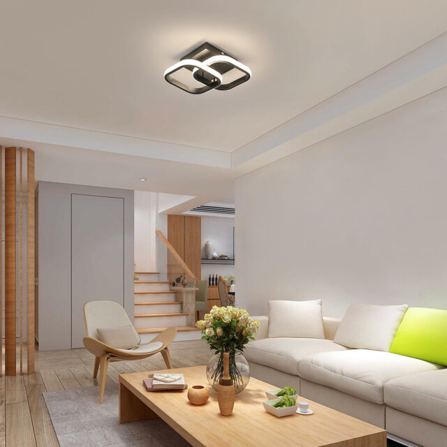 Modern 23cm Black Aluminium LED Flush Mount Ceiling Light