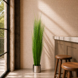 130cm Faux Onion Grass Plant in Metal Planter